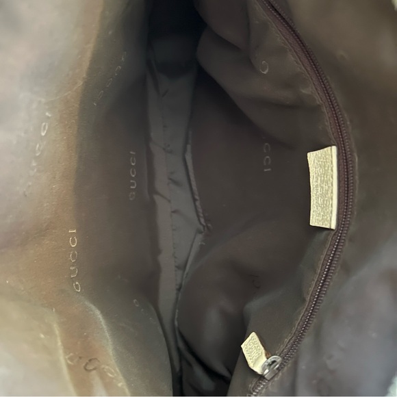 Gucci Canvas Leather Trim Handbag Shoulder Bag Beige White - Picture 8 of 11